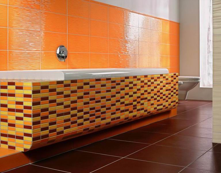 Оранжевый в ванной комнате