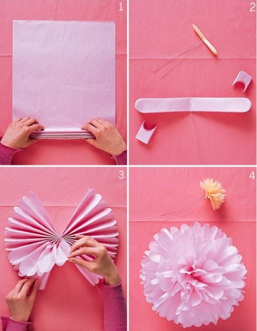 Как бумажными цветами украсить стену