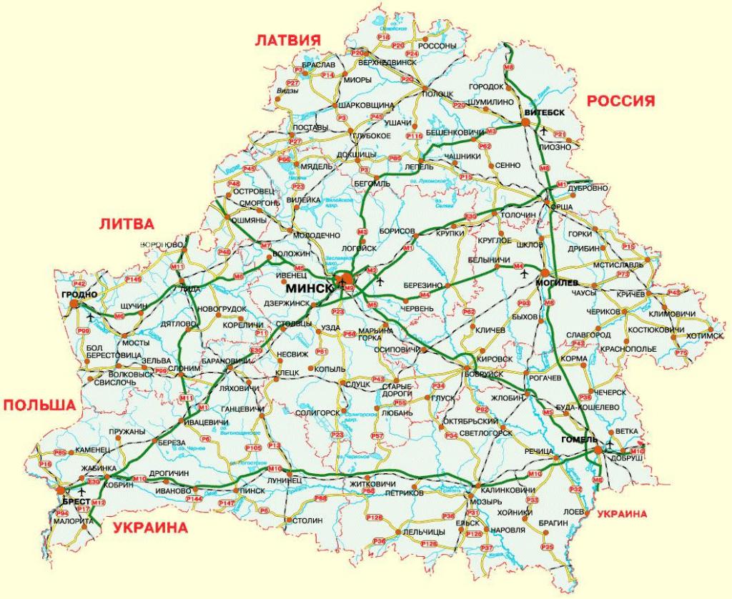 Карта дорог Беларуси